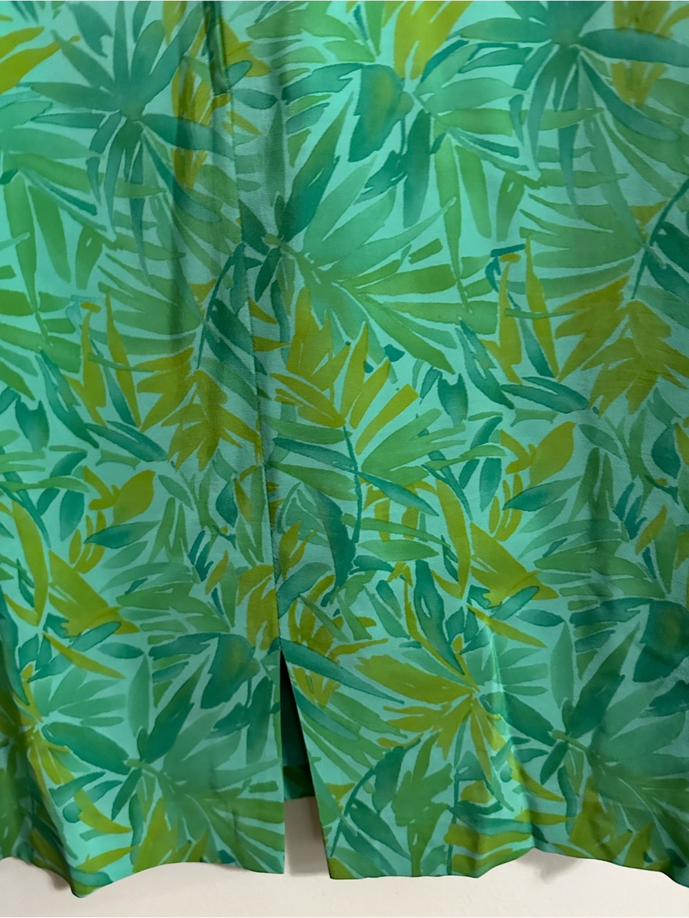 Vintage Maggy London Mint Green Tropical-Print Silk Dress - Picture 6 of 7